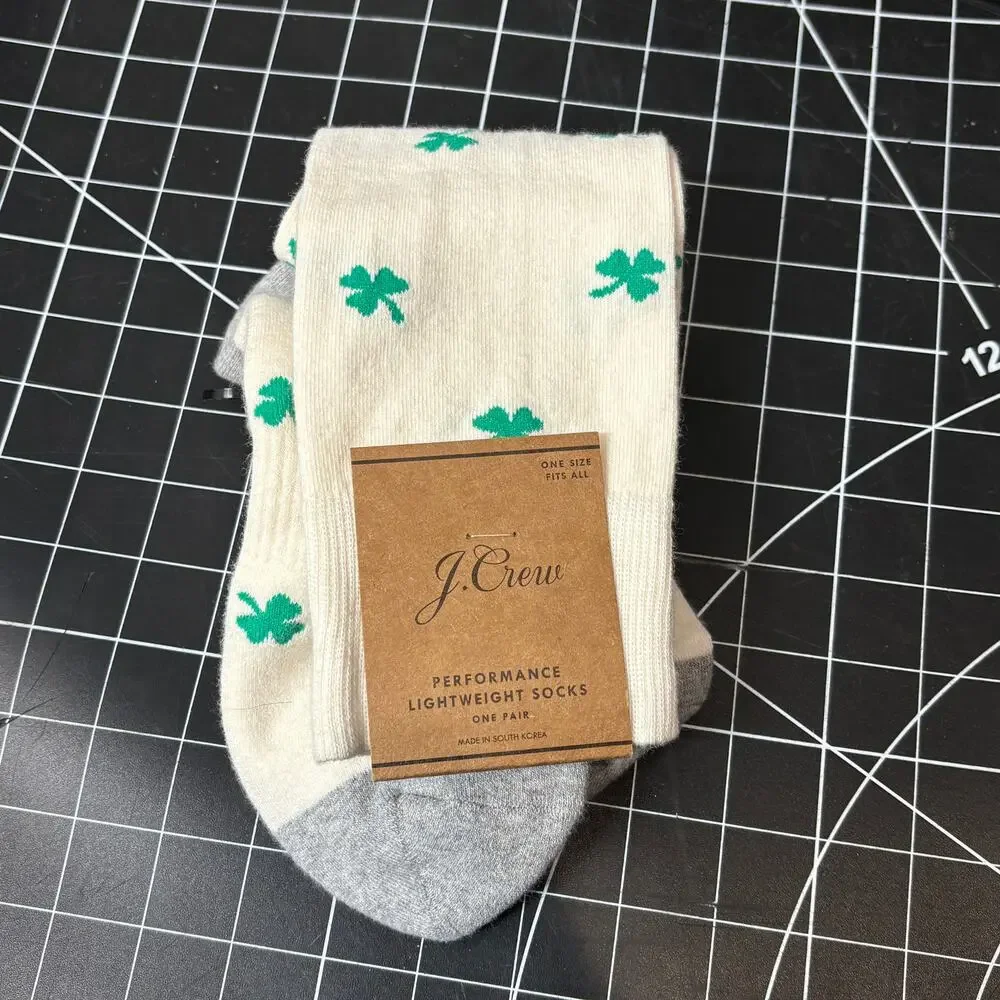 J.Crew Performance Lightweight Socks Clover Print One Pair NEW